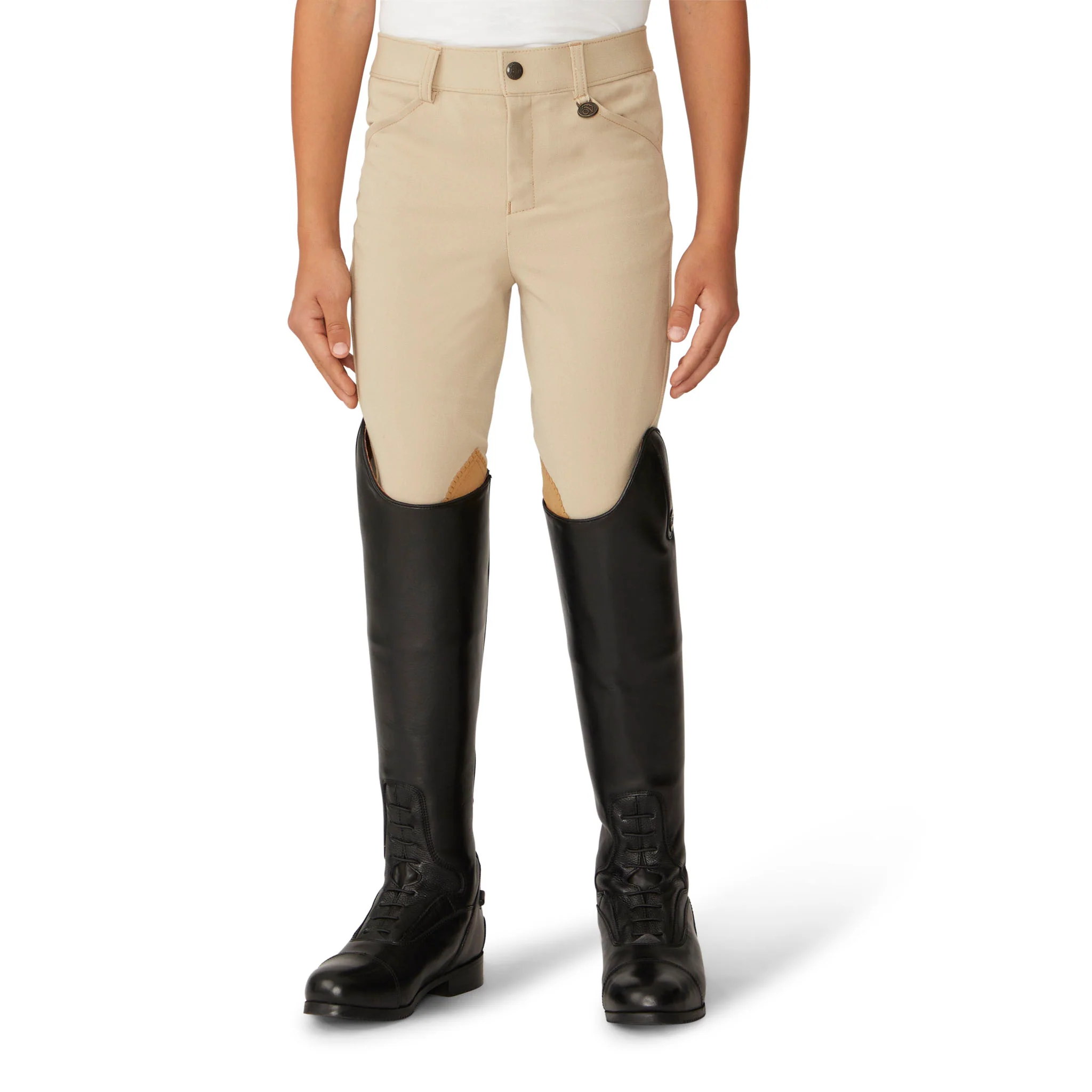 Boys' EuroWeave DX Suede Knee Patch Breech - Classic Show Tan - Image 4