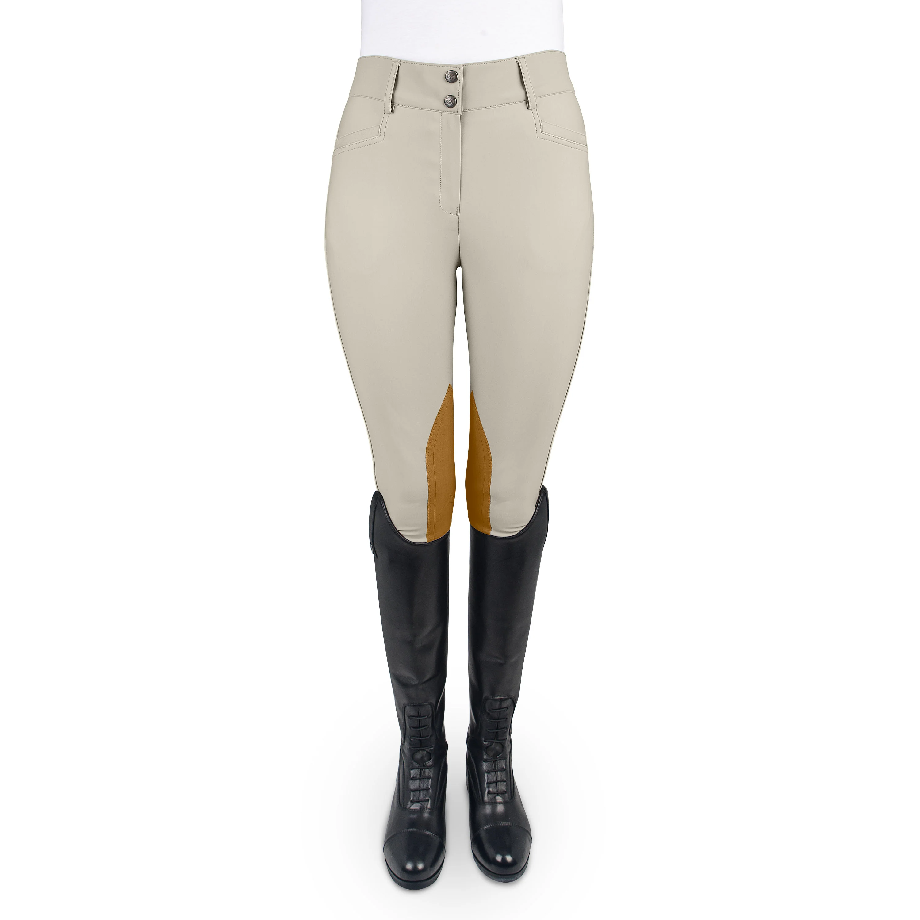 Women's Dynamic Hunter Knee Patch Breech - Show Tan - Image 3