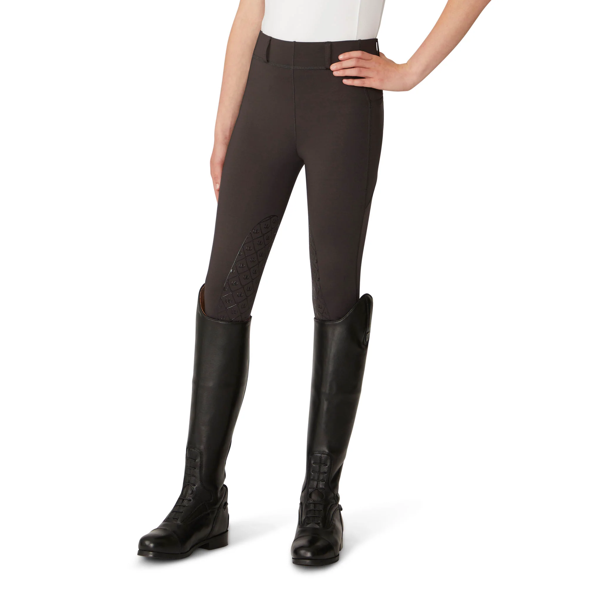 Kids' Aerowick Pull On Silicone Knee Patch Breech - Charcoal - Image 3