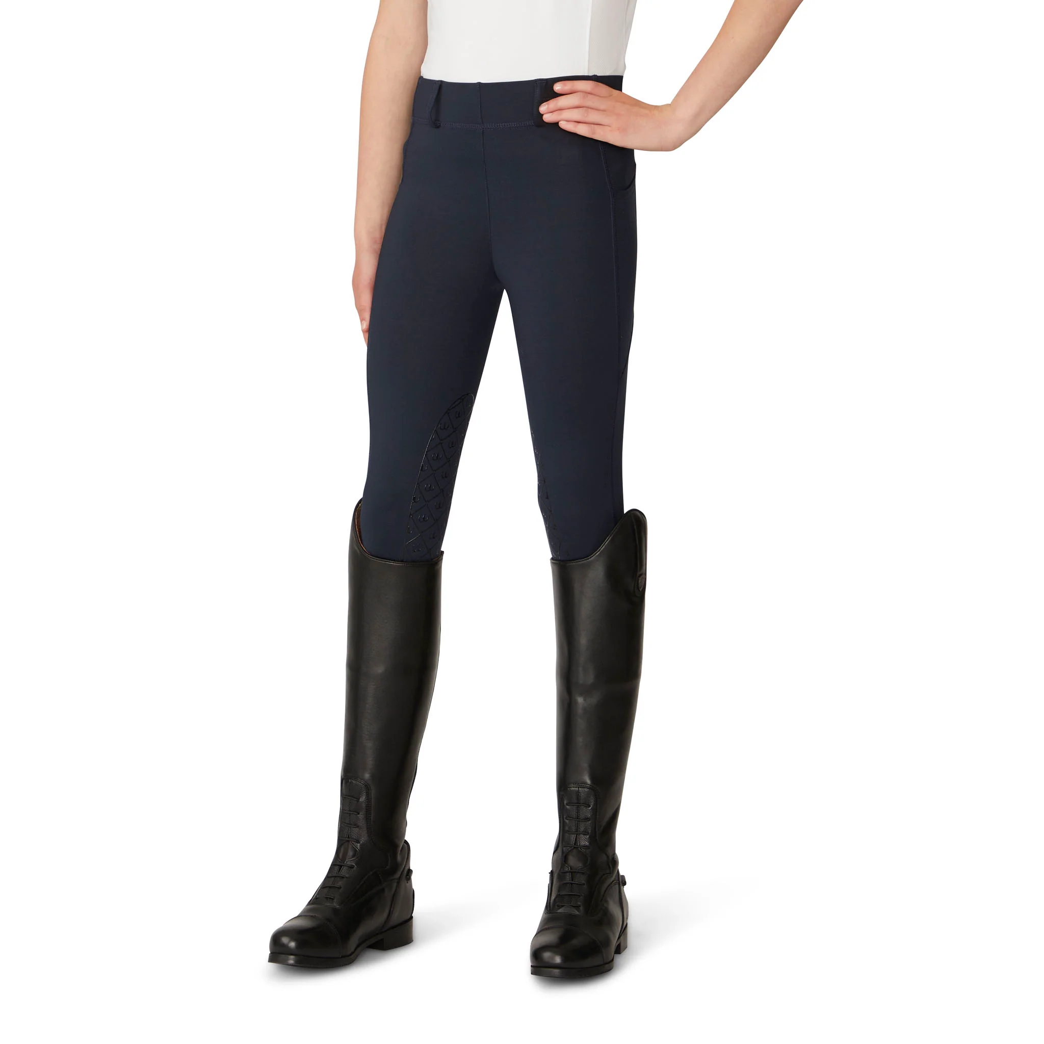 Kids' Aerowick Pull On Silicone Knee Patch Breech - Navy - Image 4