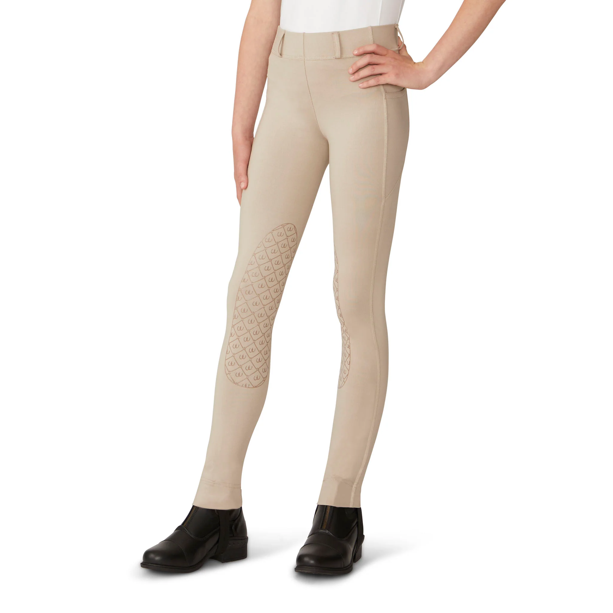 Kids' AeroWick Pull on Silicone Knee Patch Jod - Neutral Beige - Image 4