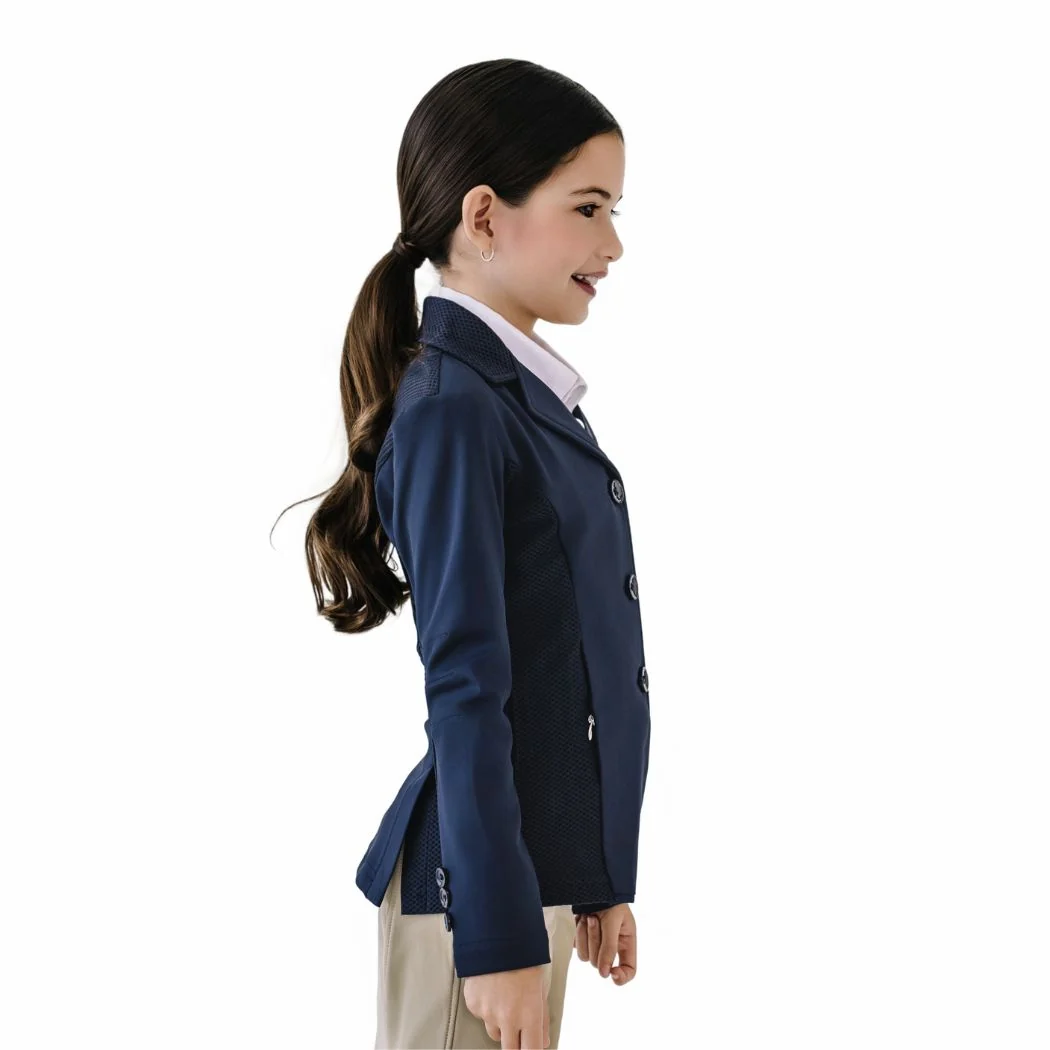 Kids' Mesh Hybrid Show Coat - Navy - Image 3