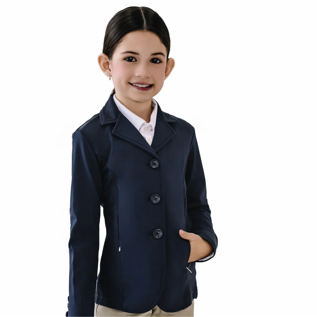 Kids' Mesh Hybrid Show Coat - Navy - Image 4