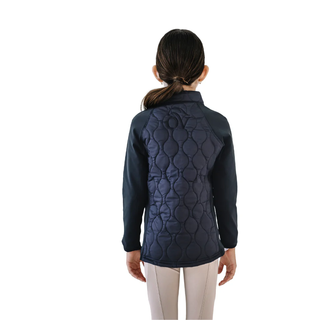 Kids' Quilted Hybrid Puffer Jacket - Black - Image 3