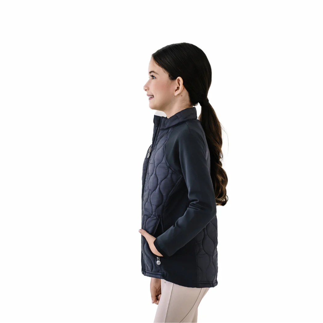 Kids' Quilted Hybrid Puffer Jacket - Black - Image 4