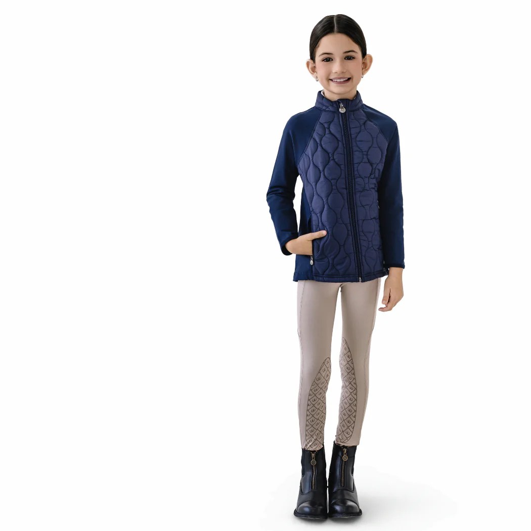 Kids' Quilted Hybrid Puffer Jacket - Navy - Image 2