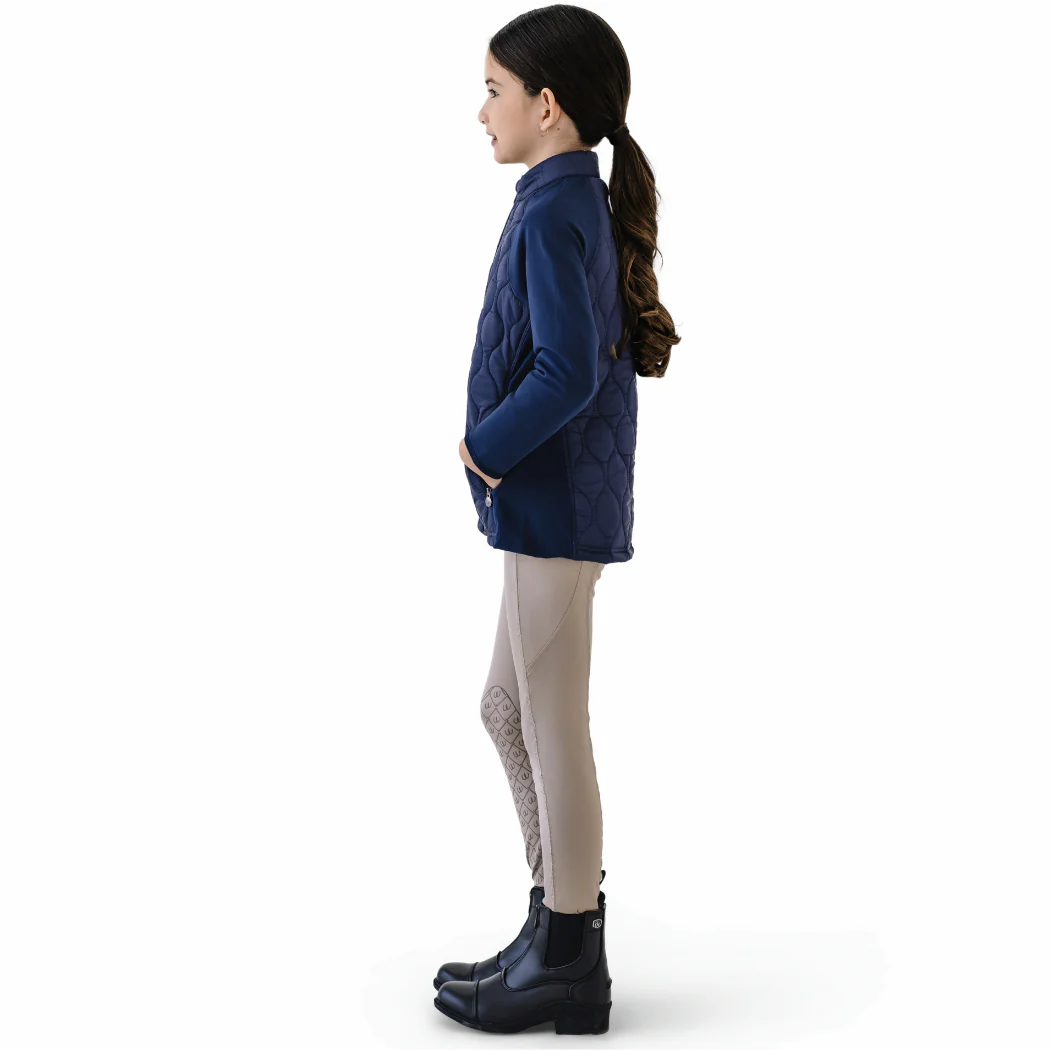 Kids' Quilted Hybrid Puffer Jacket - Navy - Image 3