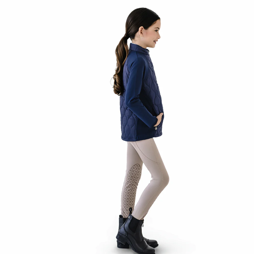 Kids' Quilted Hybrid Puffer Jacket - Navy - Image 4