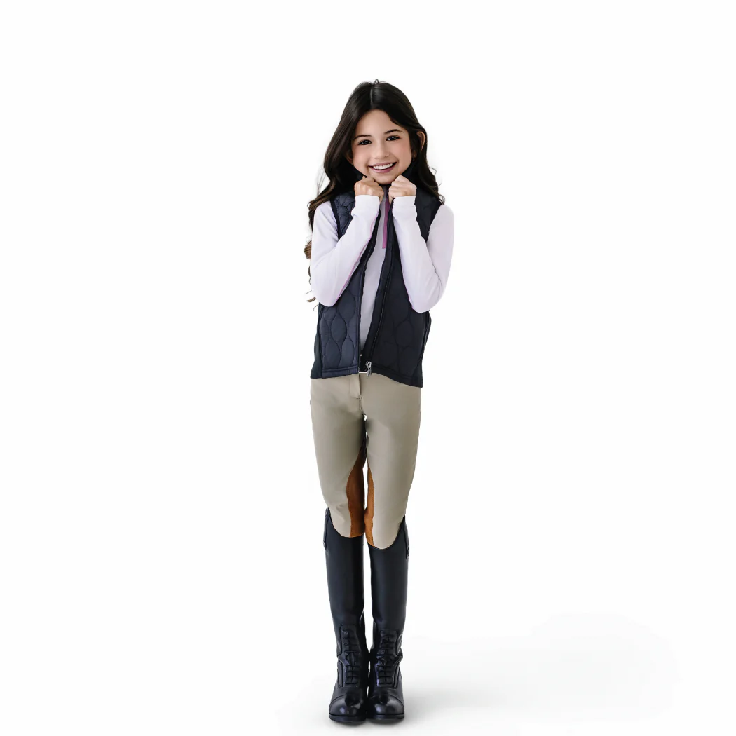 Kids' Quilted Hybrid Puffer Vest - Black - Image 2