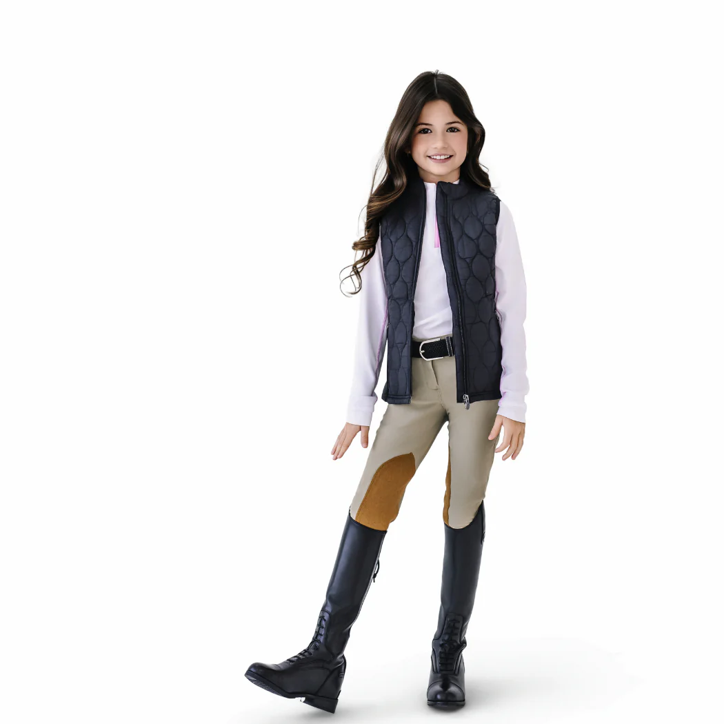 Kids' Quilted Hybrid Puffer Vest - Black - Image 3