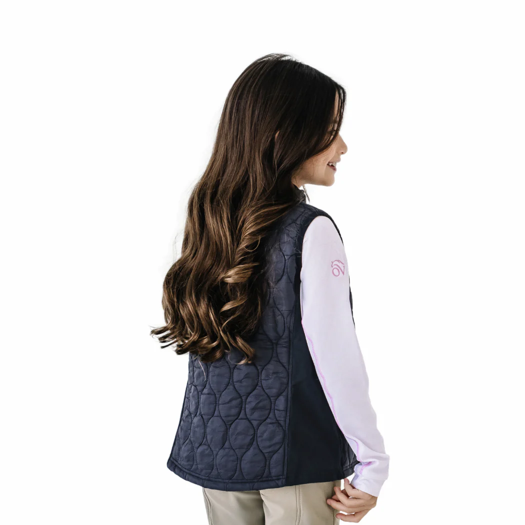 Kids' Quilted Hybrid Puffer Vest - Black - Image 4