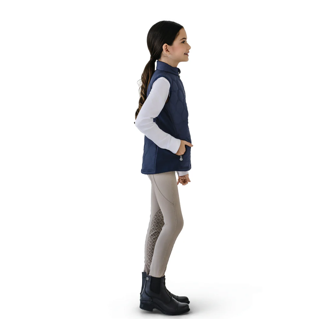 Kids' Quilted Hybrid Puffer Vest - Navy - Image 3
