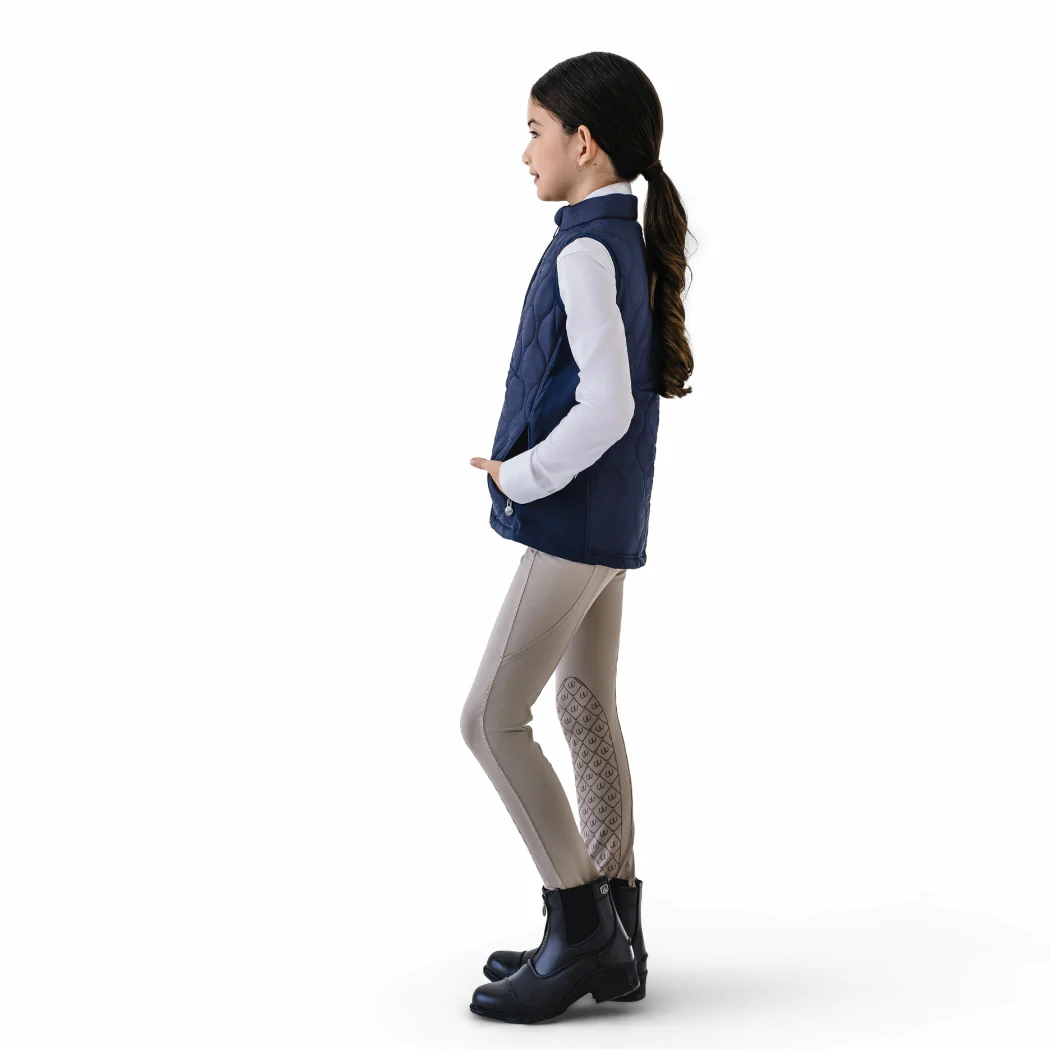 Kids' Quilted Hybrid Puffer Vest - Navy - Image 4