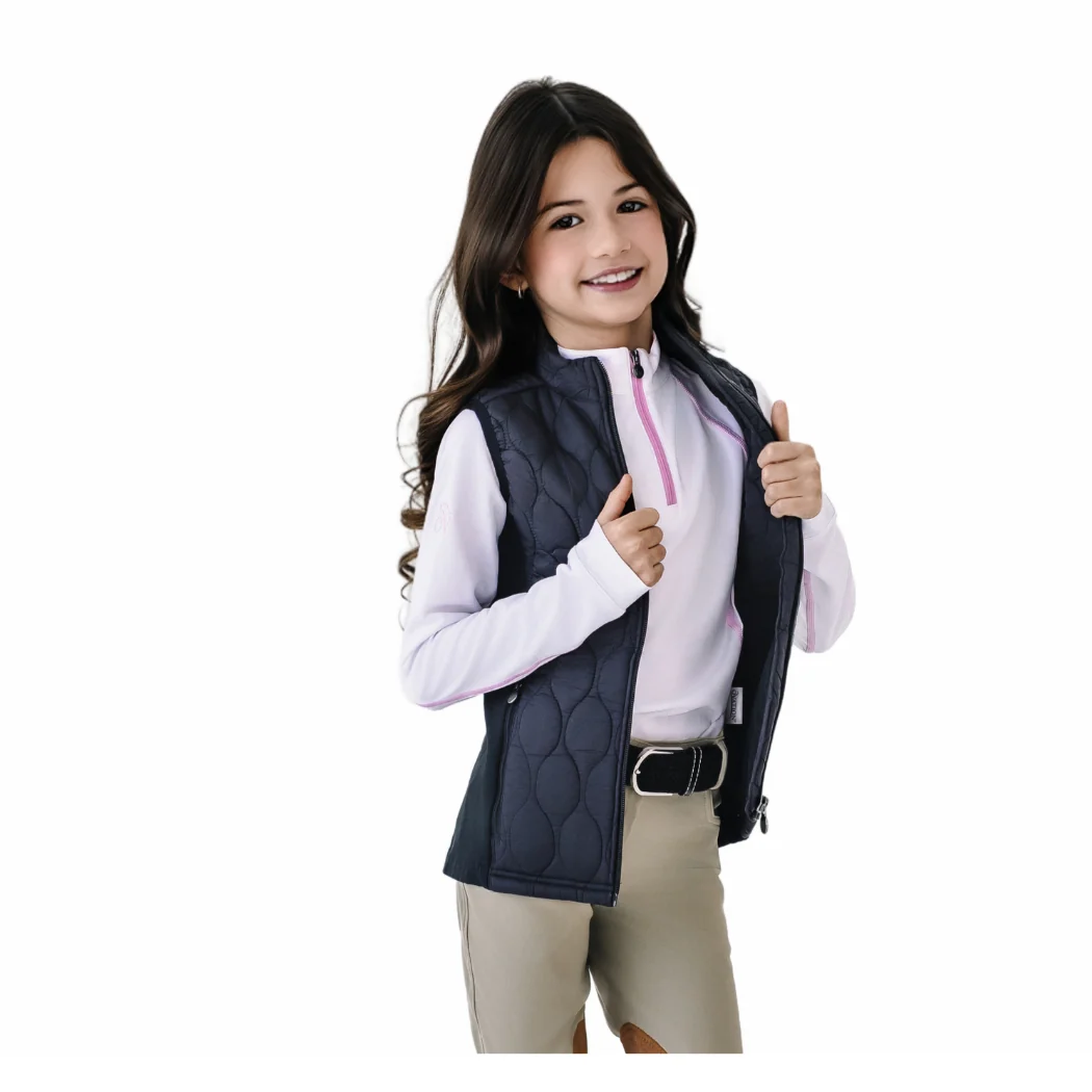 Kids' Quilted Hybrid Puffer Vest - Navy - Image 5