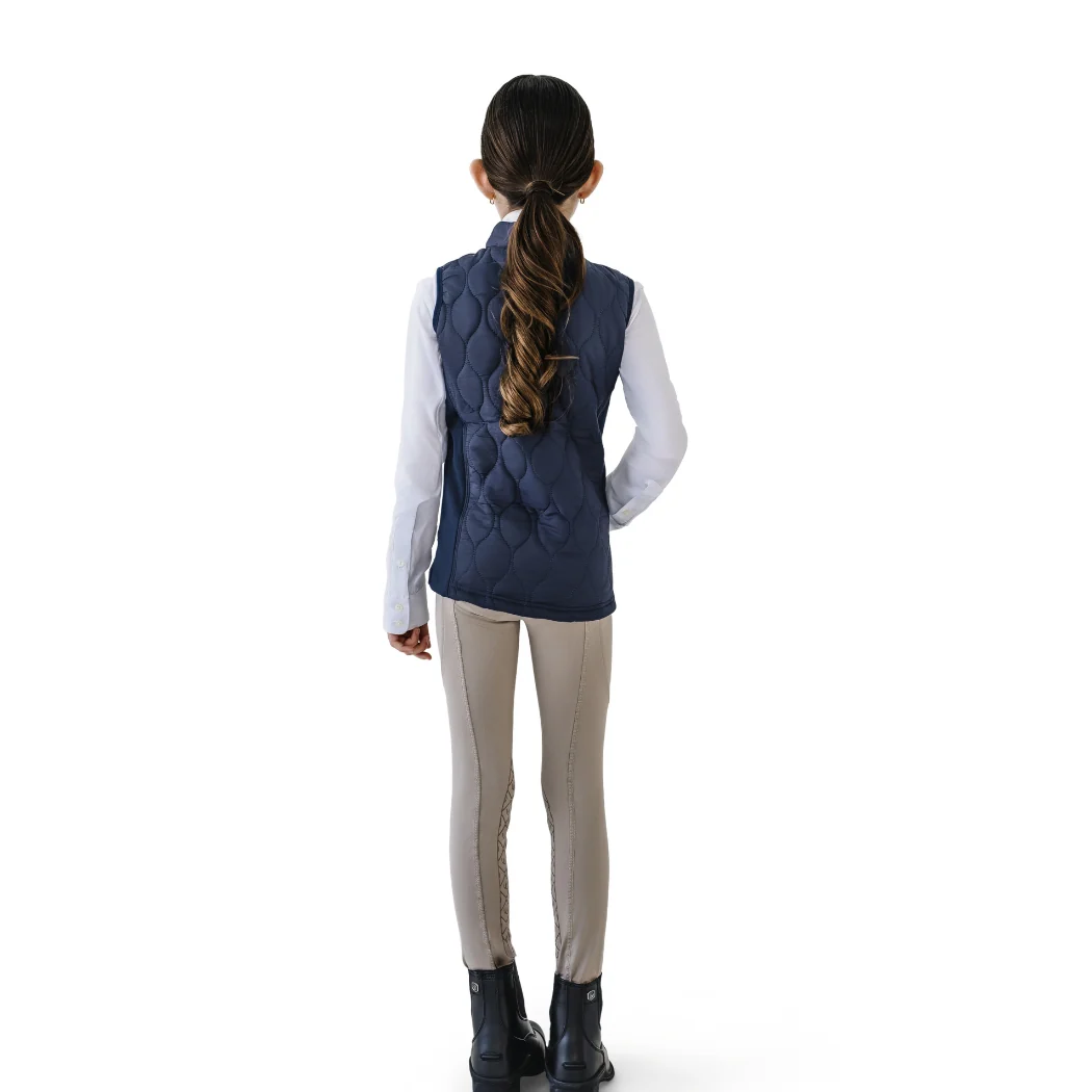 Kids' Quilted Hybrid Puffer Vest - Navy - Image 6