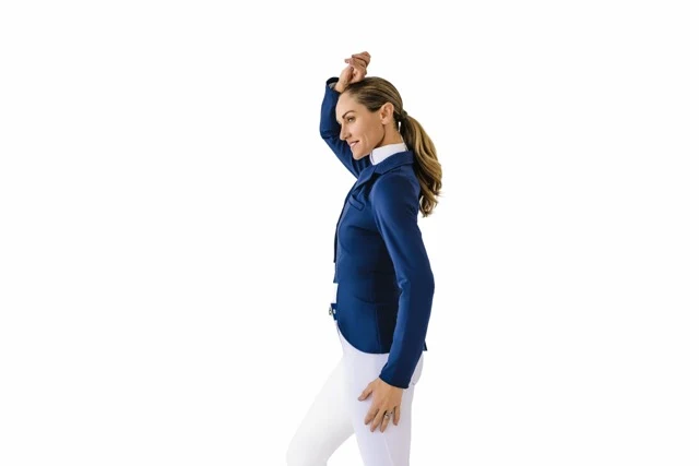 Ladies Shine Dressage Show Coat - Navy - Image 11