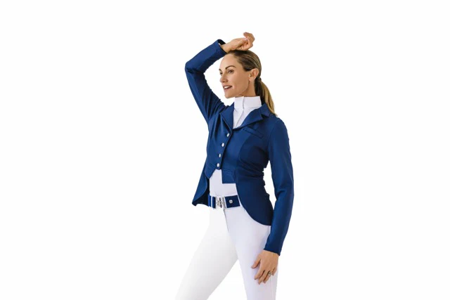 Ladies Shine Dressage Show Coat - Navy - Image 12