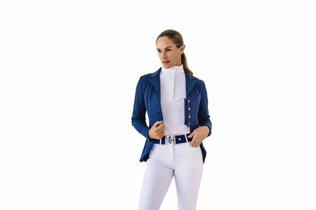 Ladies Shine Dressage Show Coat - Navy - Image 13