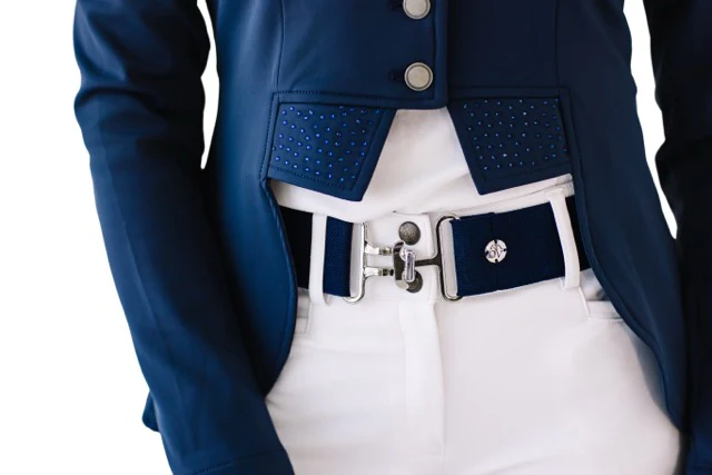 Ladies Shine Dressage Show Coat - Navy - Image 2