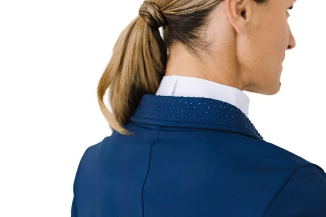 Ladies Shine Dressage Show Coat - Navy - Image 3