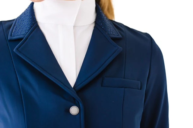 Ladies Shine Dressage Show Coat - Navy - Image 5