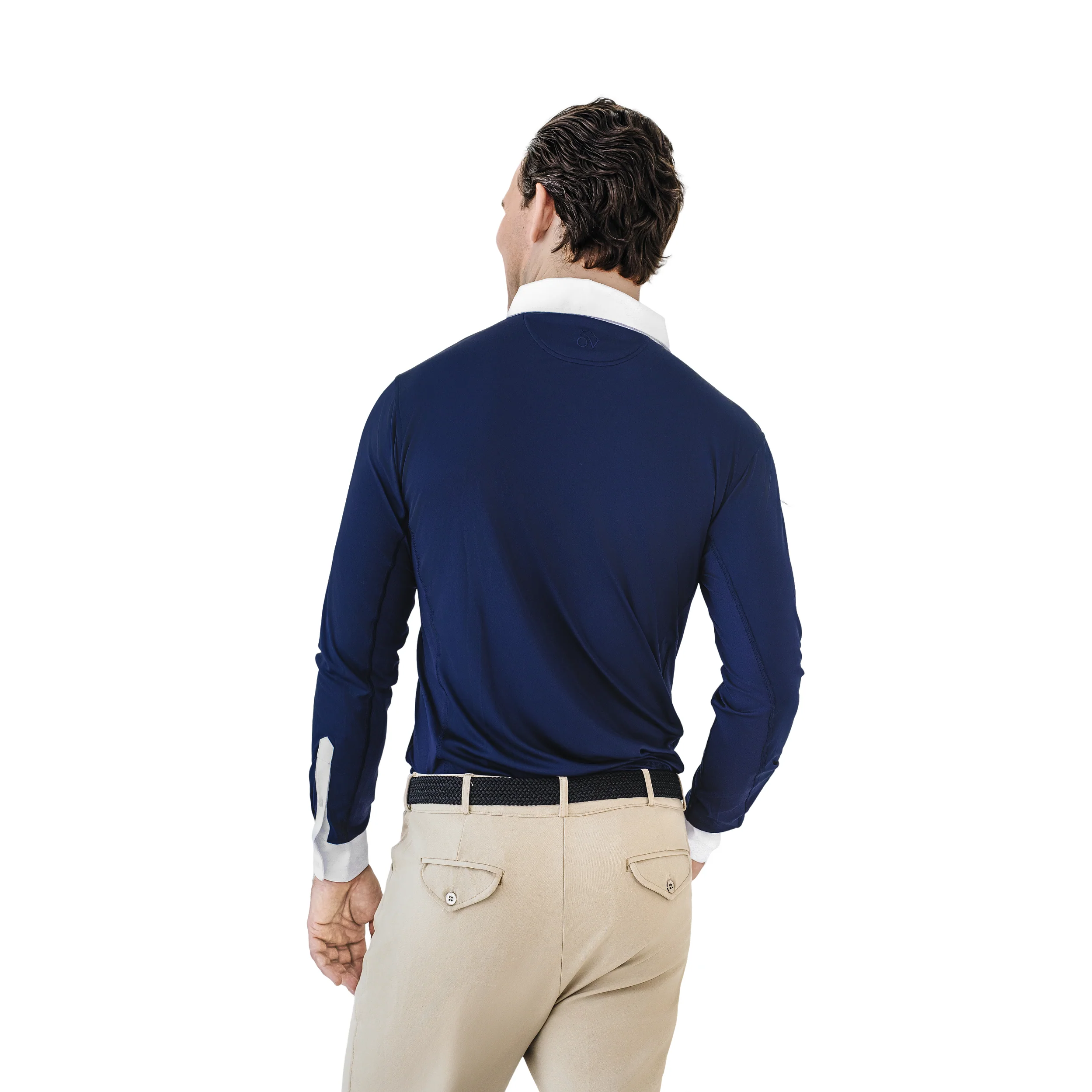 Men's Classic Long Sleeve Polo Show Shirt - Navy - Image 3