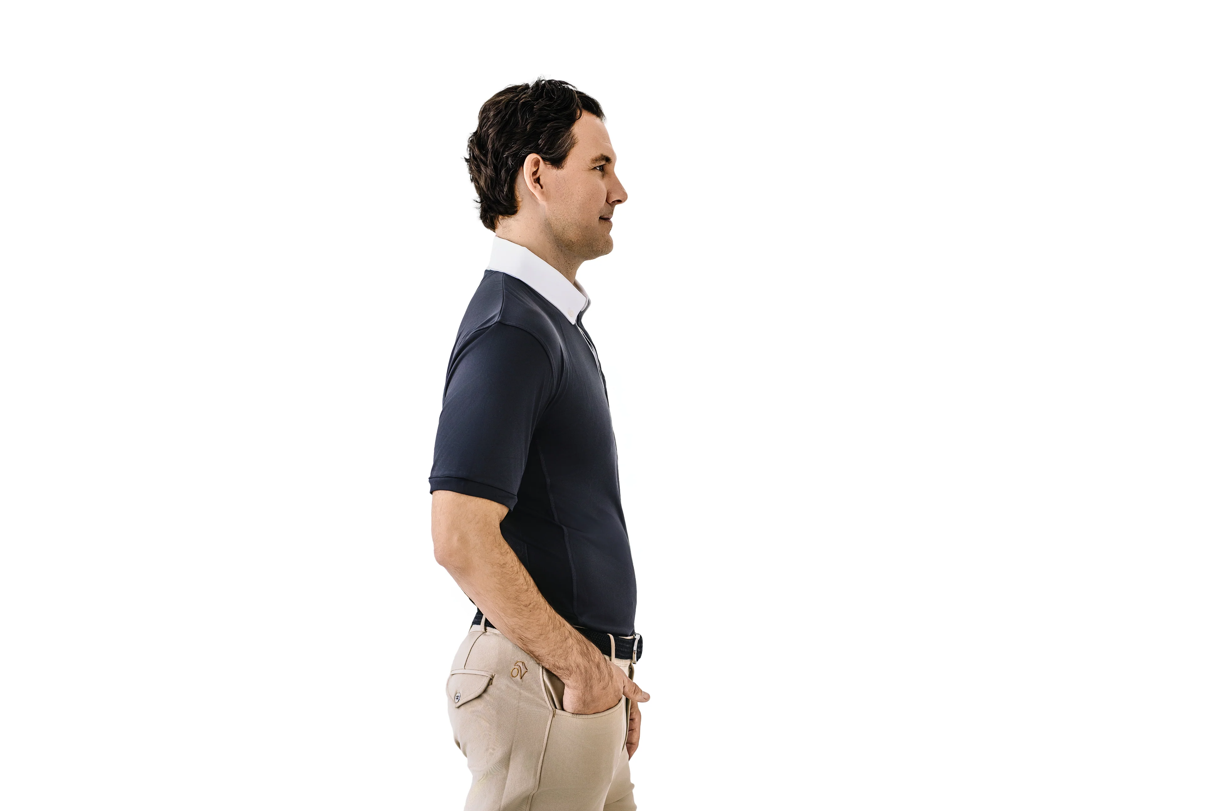 Men's Classic Short Sleeve Polo Show Shirt - Navy - Image 3