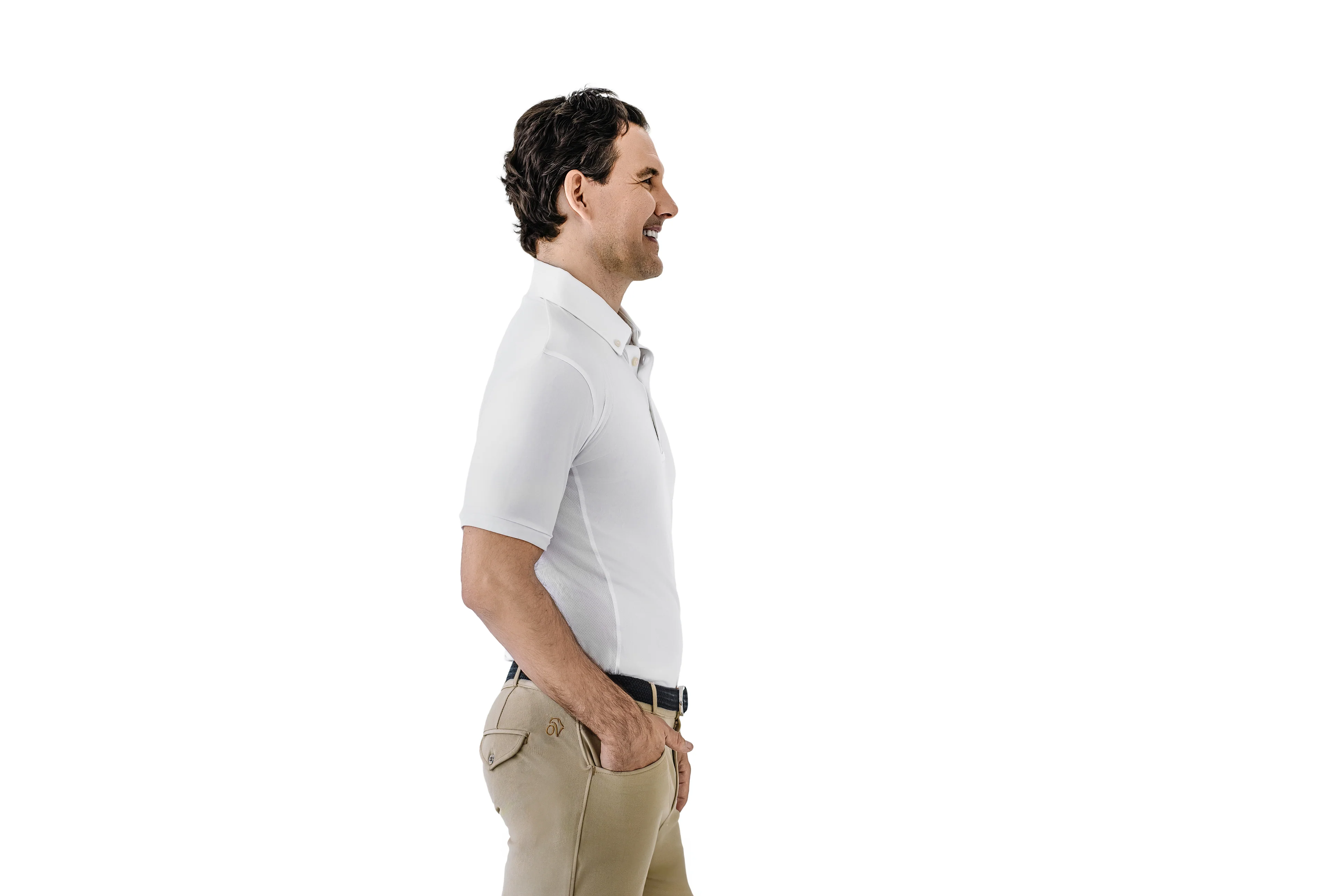 Men's Classic Short Sleeve Polo Show Shirt - White - Image 3