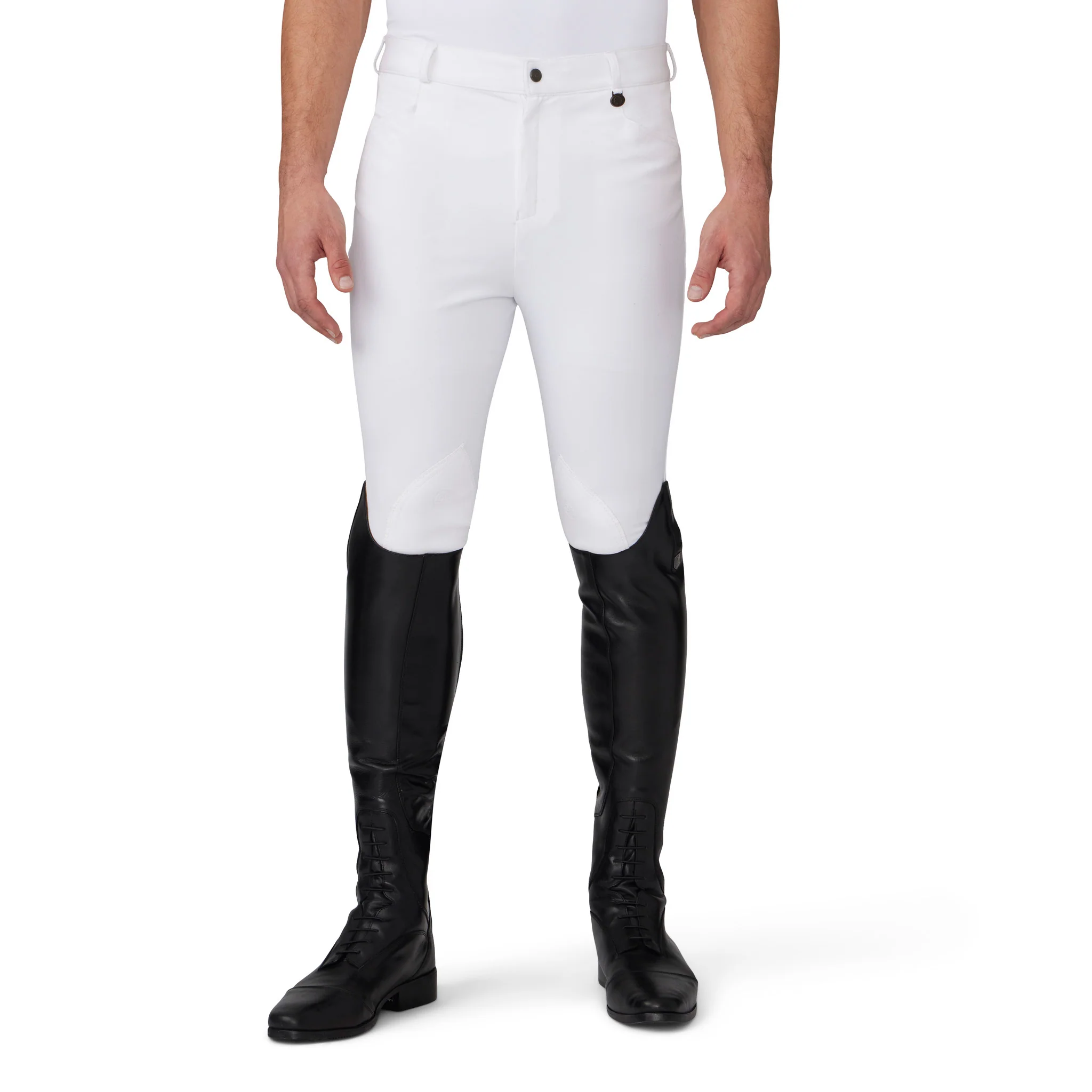 Men's EuroWeave DX  Suede Knee Patch Breech - White - Image 4