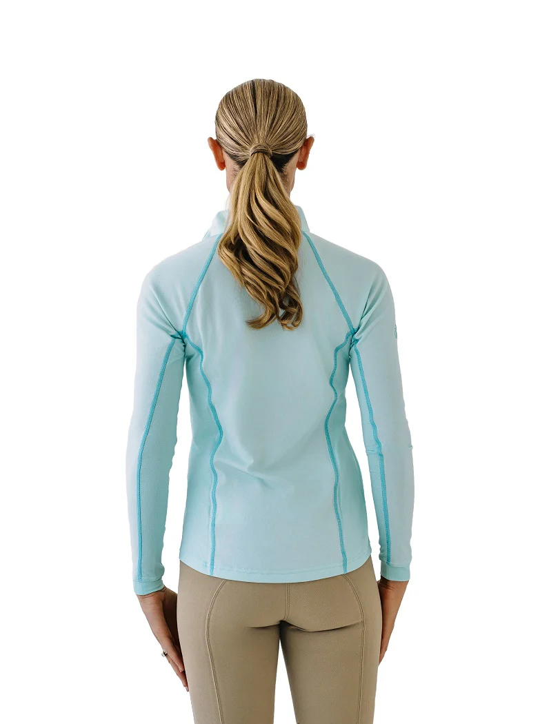 Quarter-Zip Long Sleeve Sunshirt - Aqua Open Water - Image 2
