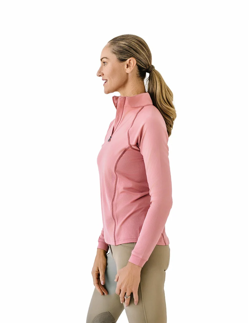 Quarter-Zip Long Sleeve Sunshirt - Rose Warm Earth - Image 2