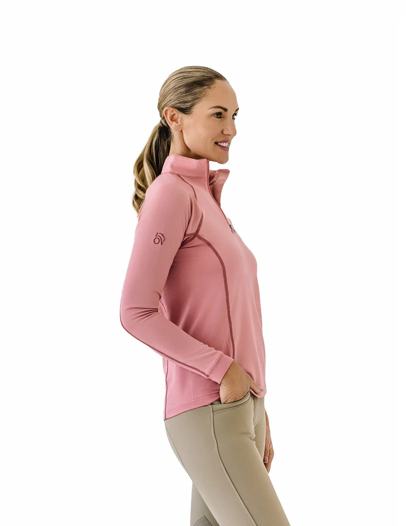 Quarter-Zip Long Sleeve Sunshirt - Rose Warm Earth - Image 3