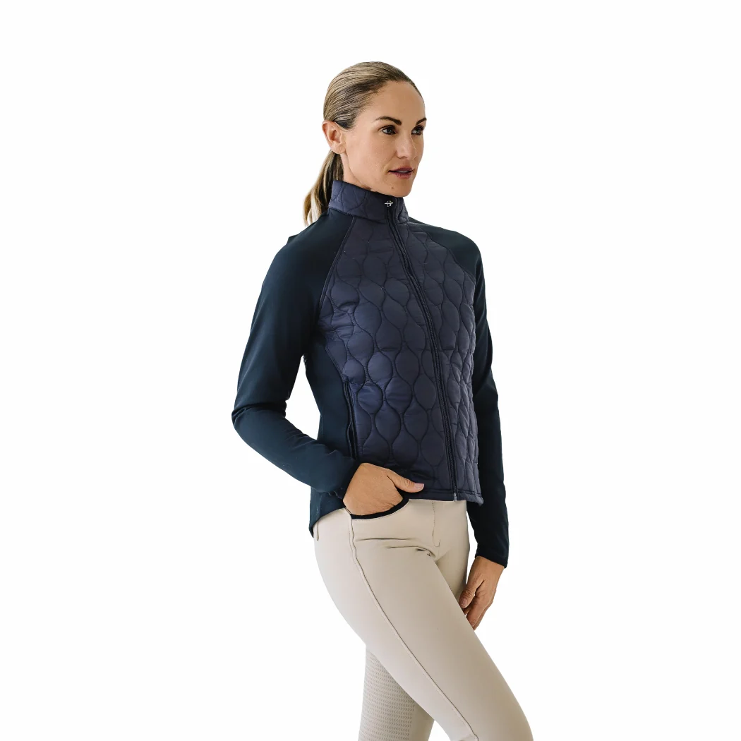 Quilted Hybrid Puffer Jacket - Black - Image 2