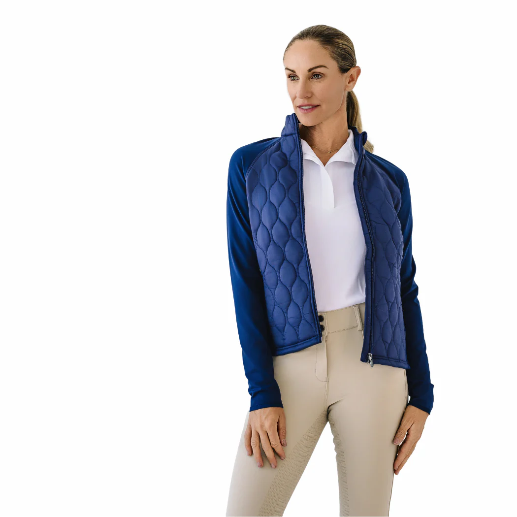 Quilted Hybrid Puffer Jacket - Navy - Image 2