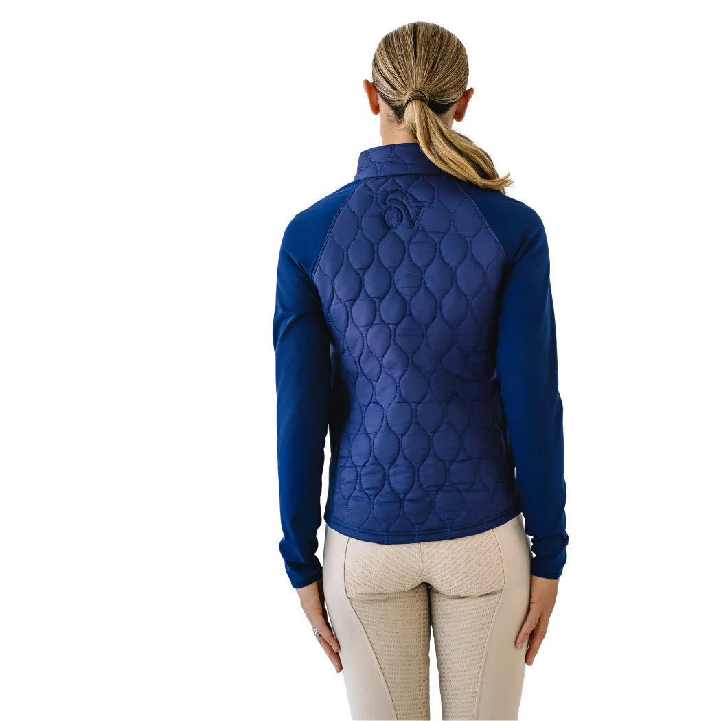 Quilted Hybrid Puffer Jacket - Navy - Image 3