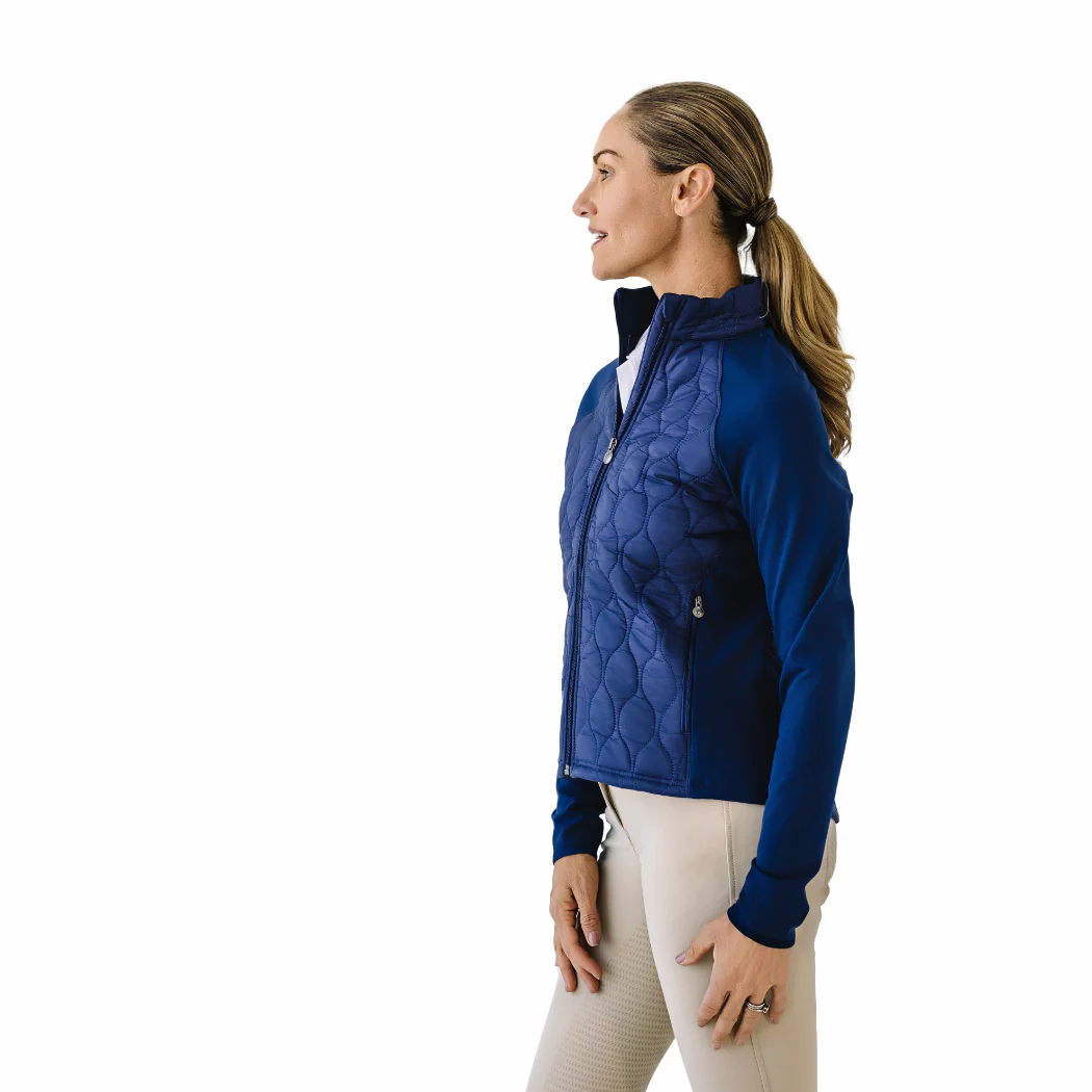 Quilted Hybrid Puffer Jacket - Navy - Image 4