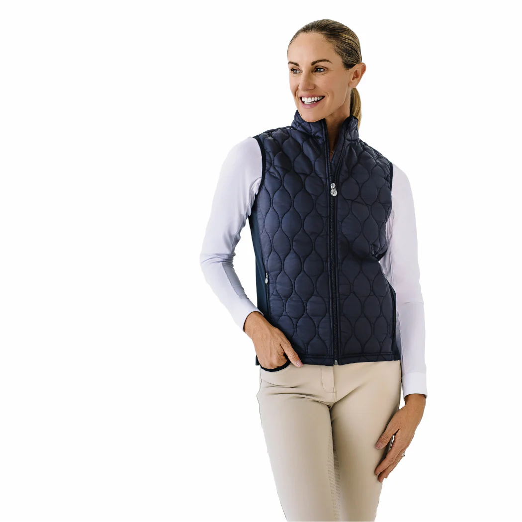 Quilted Hybrid Puffer Vest - Black - Image 2