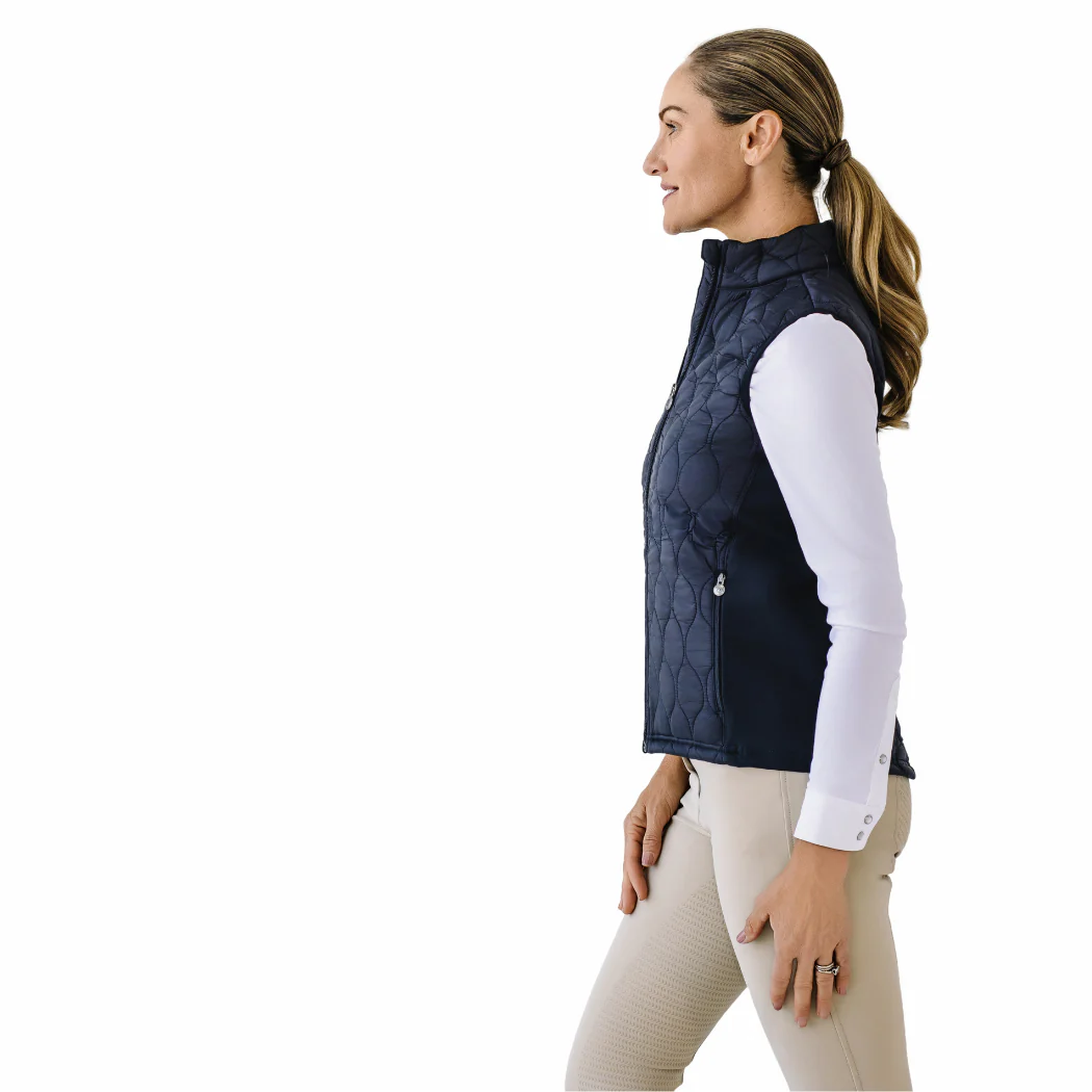 Quilted Hybrid Puffer Vest - Black - Image 4