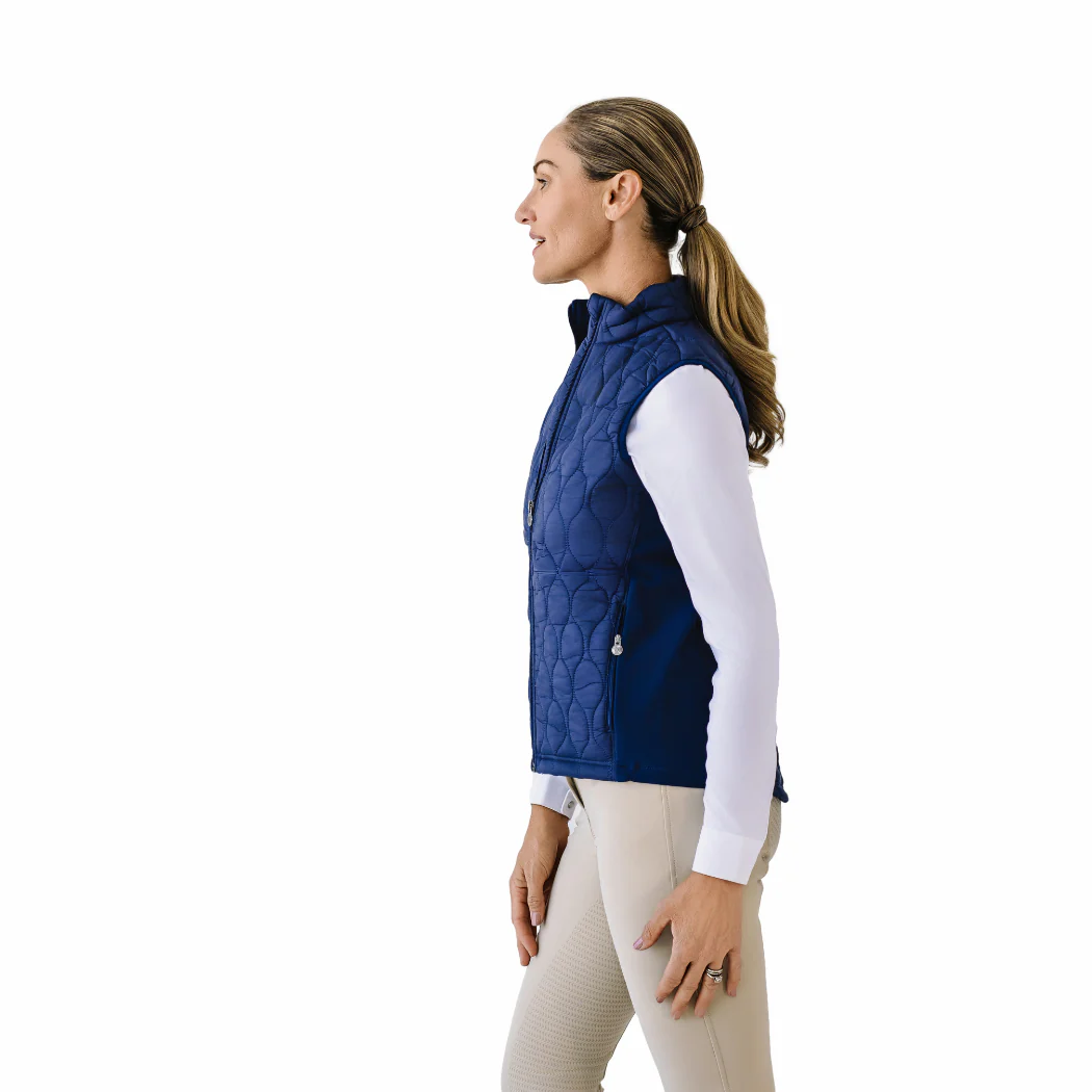 Quilted Hybrid Puffer Vest - Navy - Image 3