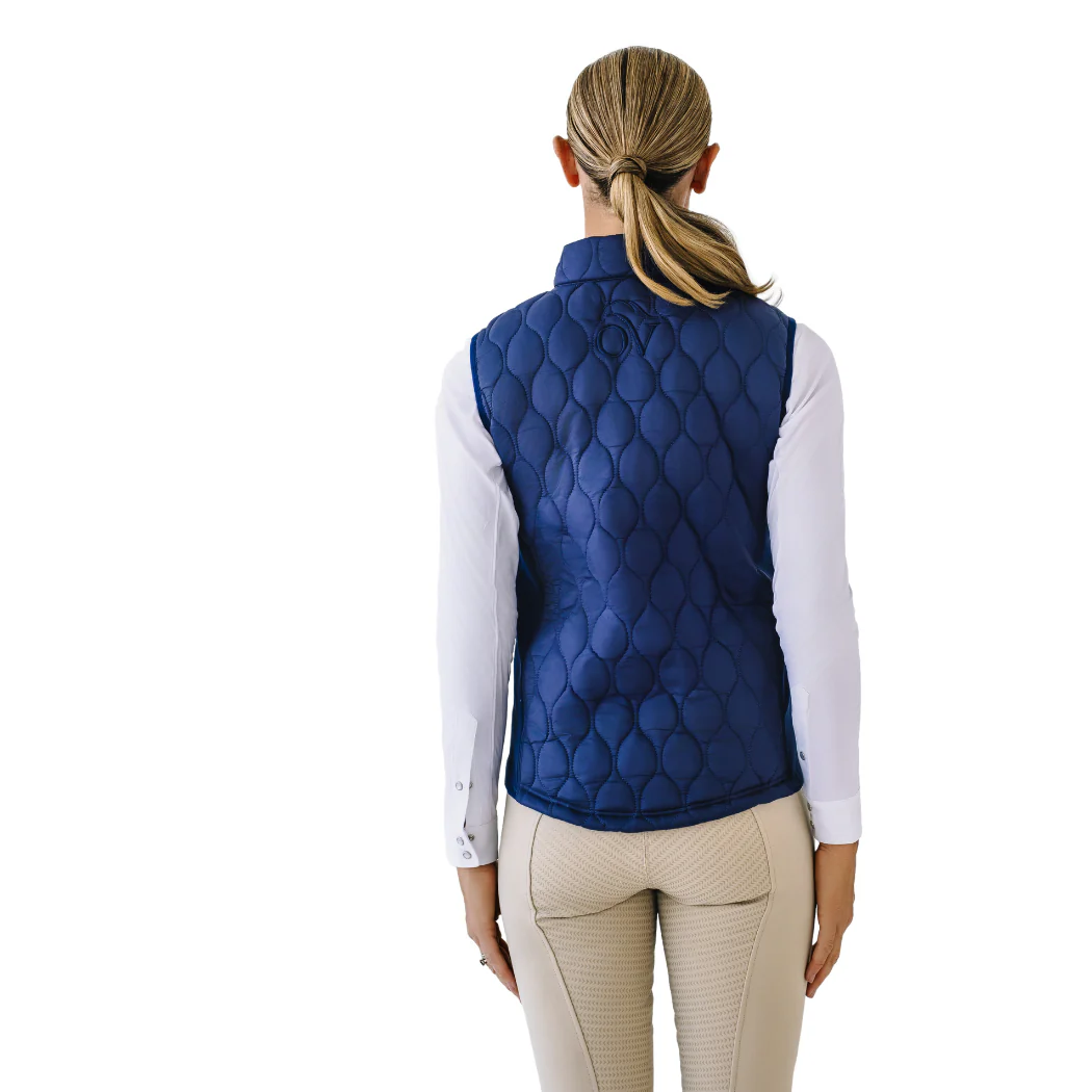Quilted Hybrid Puffer Vest - Navy - Image 4