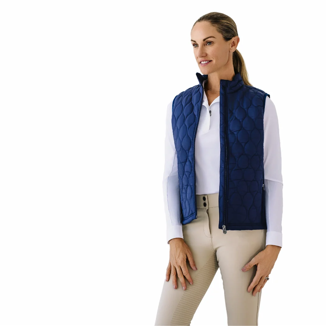 Quilted Hybrid Puffer Vest - Navy - Image 5