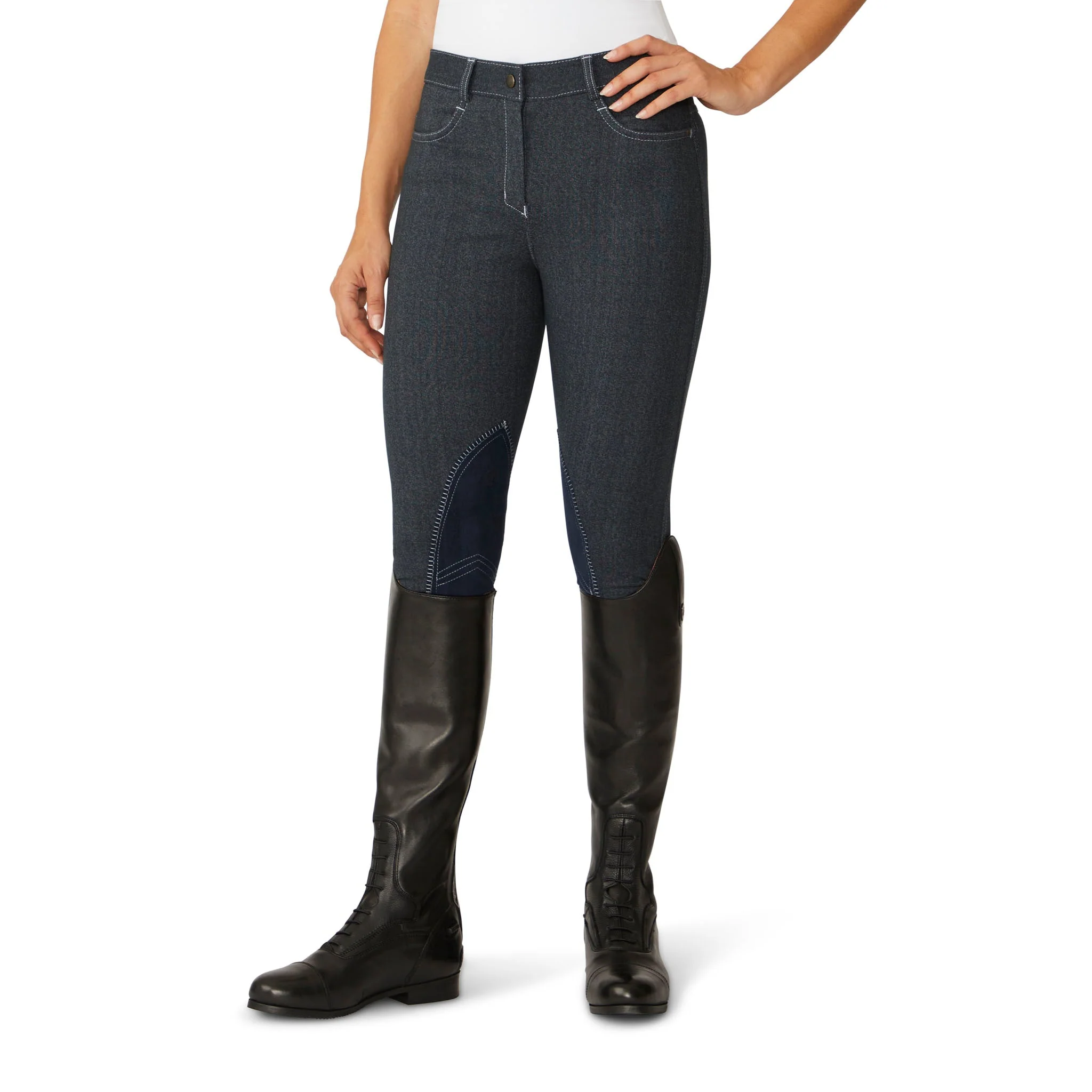 Women's SoftFlex Suede Knee Patch Breech - Indigo - Image 4